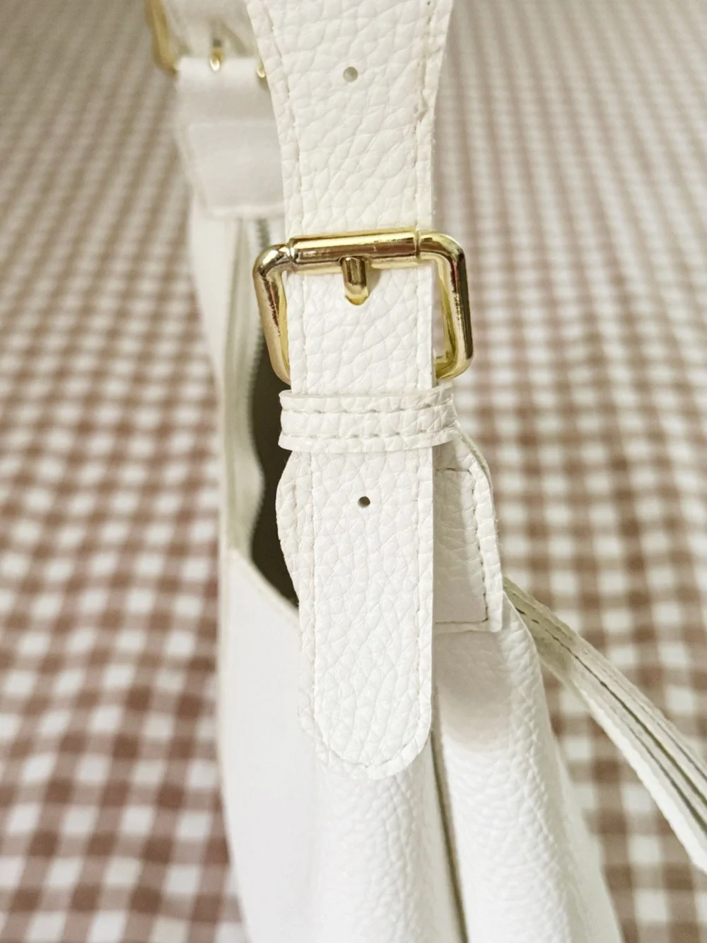 Cream Pebbled Leather Shoulder Bag